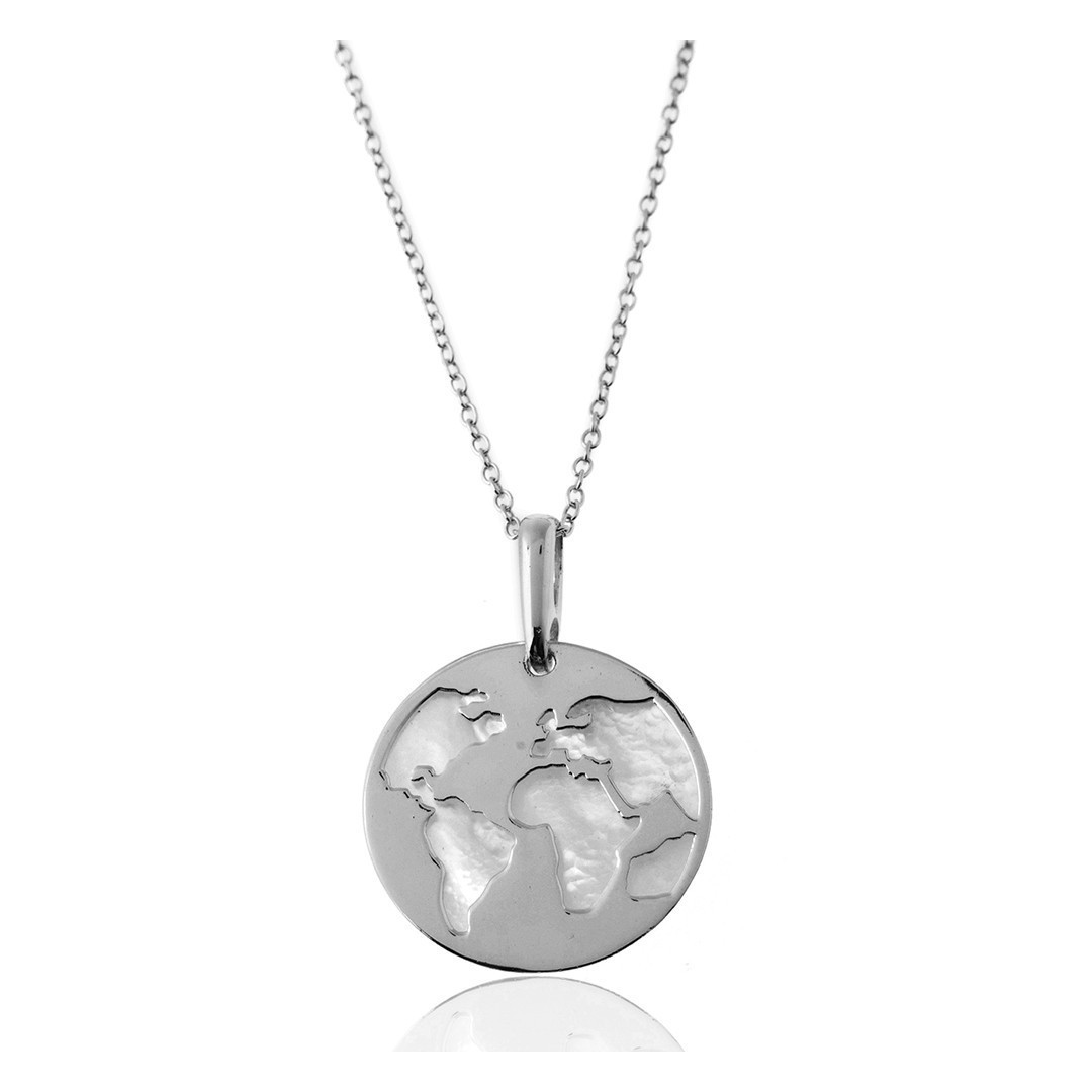 Silver Necklace - World Map