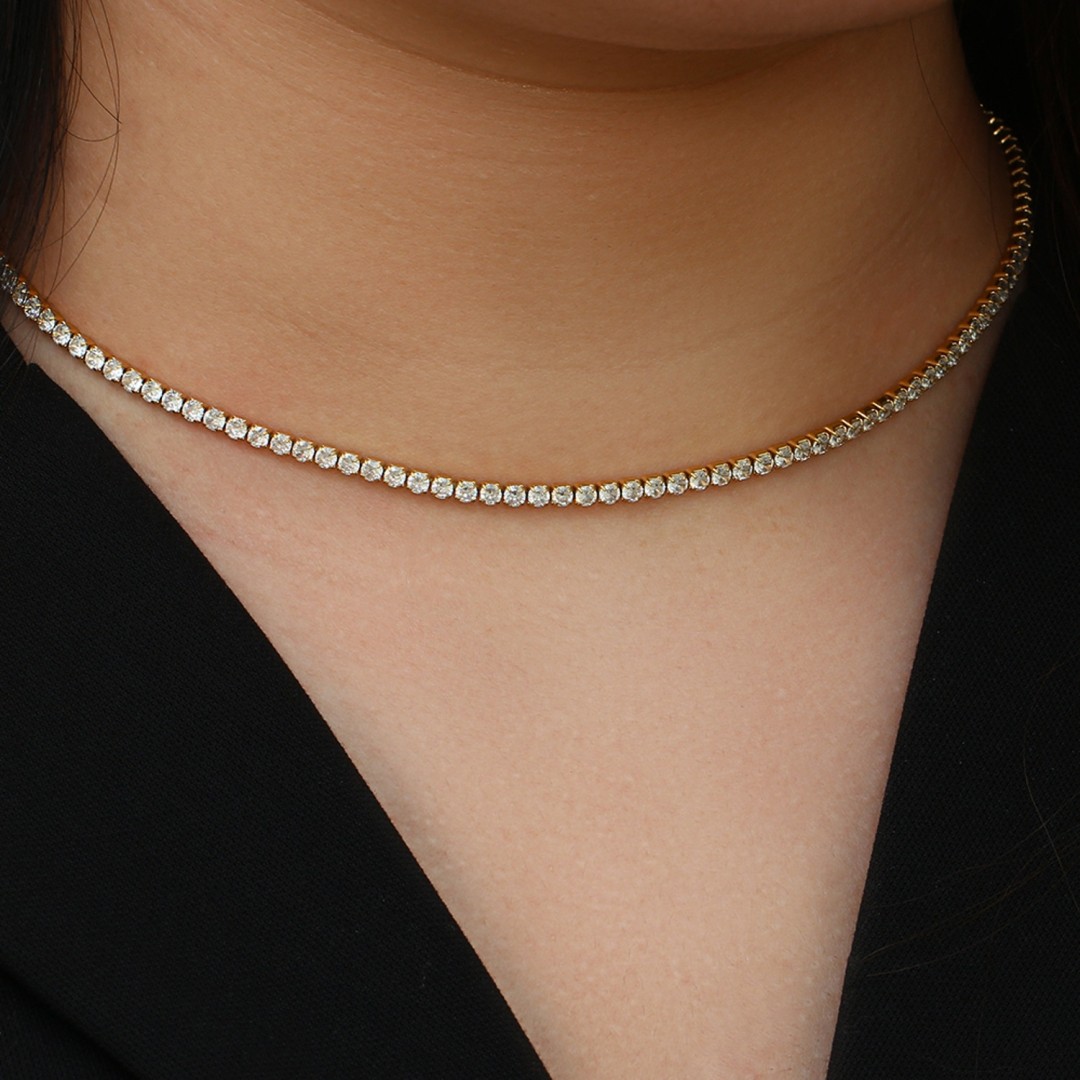 Gold zirconia choker necklace | GiB Jewels