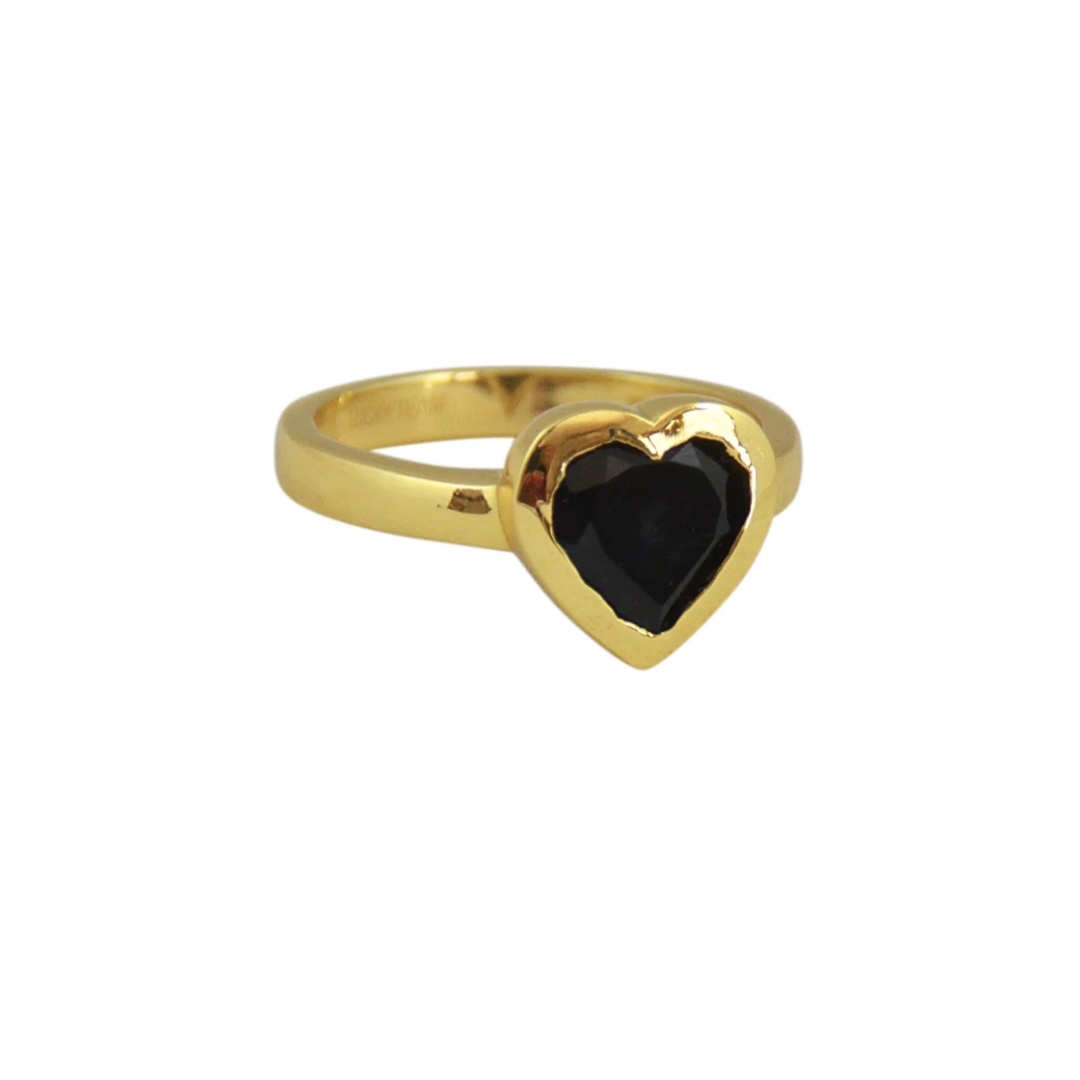 Gold heart ring with black onyx | GiB Jewels