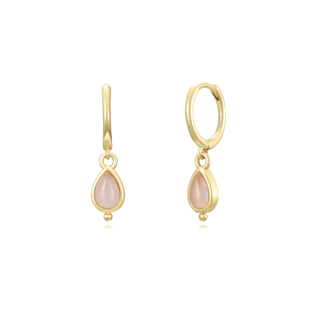 Sterling Teardrop Earrings with Pink Quartz - Rose Fashion – GlobeIn